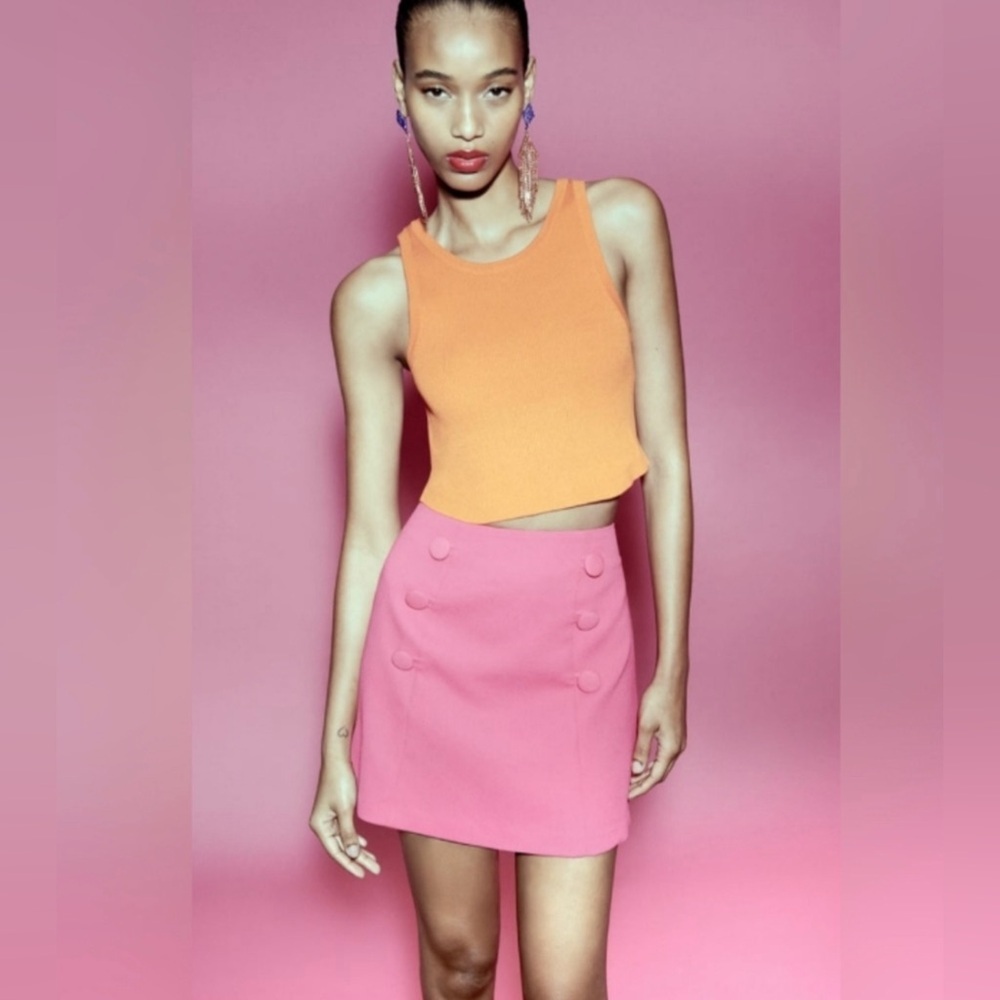 Zara Orange Knit Crop Top XL
